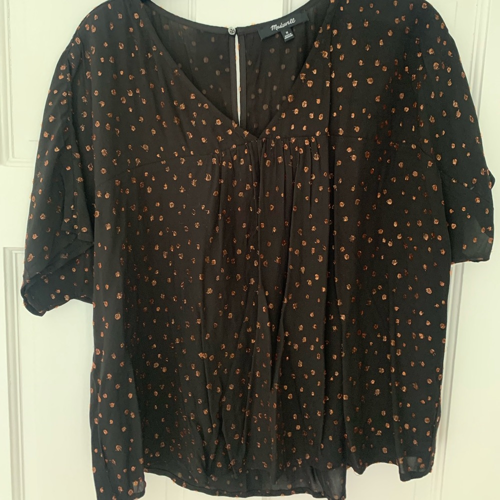 Gauzy black and rose gold top from Madewell, medium